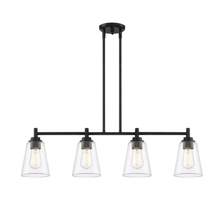 Designers Fountain Westin 60 Watt 4 Light Matte Black Pendant with Clear Glass Shade 95738-MB